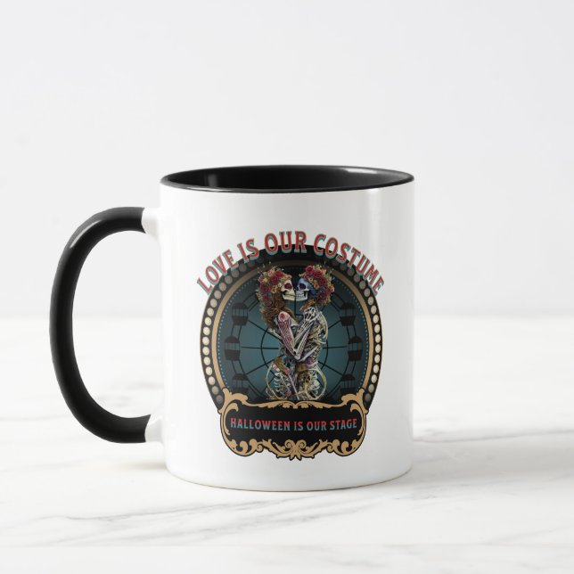 Halloween Shirt | Dancing Skeleton Tee | Coffee Ad Mug (Left)