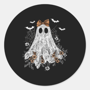 Halloween Shirt Floral Ghost Halloween Costume Gir Classic Round Sticker