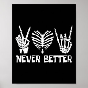Halloween Shirt For Women Never Better Skeleton Fu Poster
