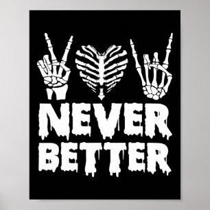 Halloween Shirt For Women Never Better Skeleton Fu Poster