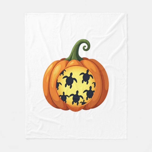 Halloween Shirt Pumpkin Turtle Sea Halloween Costu Fleece Blanket (Front)