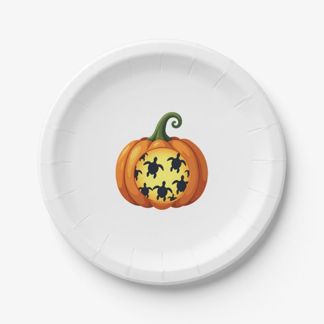 Halloween Shirt Pumpkin Turtle Sea Halloween Costu Paper Plate (Front)