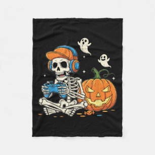 Halloween Shirts Cool Teen Boy Skeleton Gaming Men Fleece Blanket
