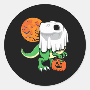 Halloween Shirts For Boys Men Dinosaur T Rex Ghost Classic Round Sticker
