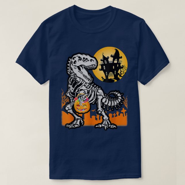 Halloween shirts for BoysDinosaur Skeleton T rex S (Design Front)