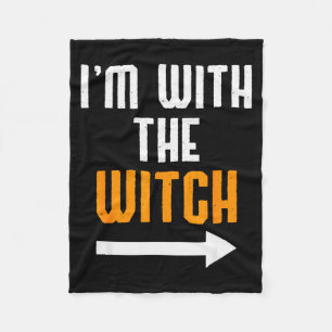 Halloween Shirts For Men I'm With The Witch Funny  Fleece Blanket