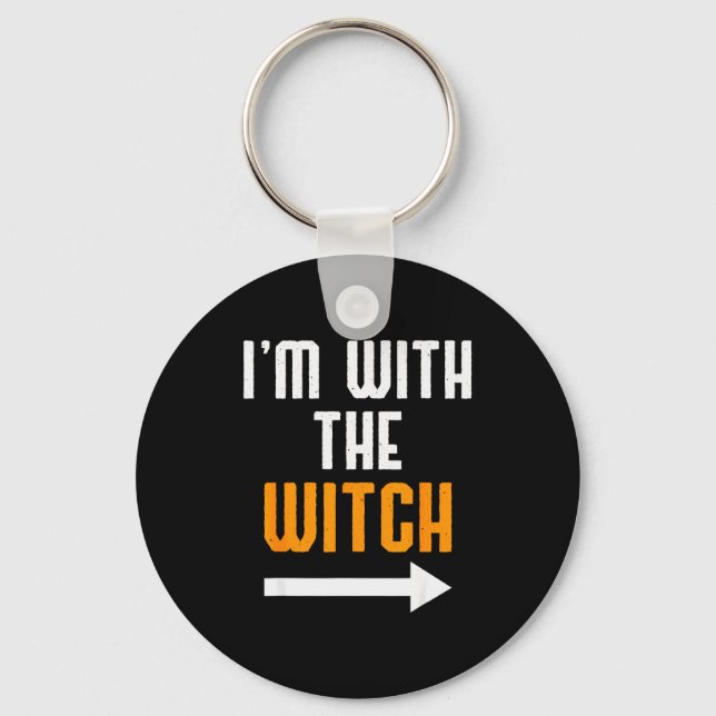 Halloween Shirts For Men I'm With The Witch Funny  Key Ring (Front)