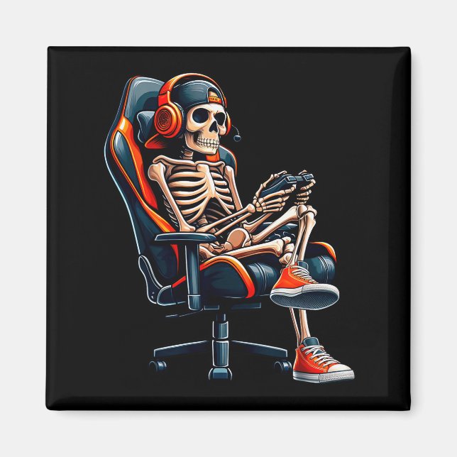 Halloween Shirts Skeleton Gamer Video Gaming Boys  Magnet (Front)