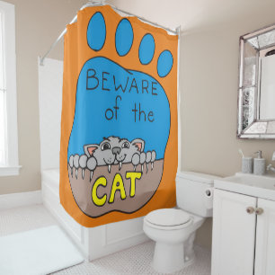 Halloween Shower Curtain, Cat Shower Curtain