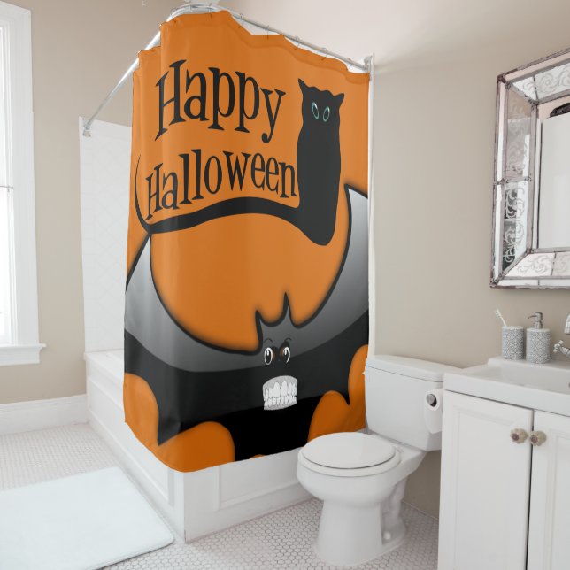 Halloween Shower Curtain, Happy Halloween Shower Curtain (In Situ)