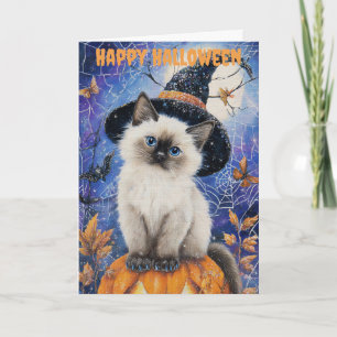 Halloween Siamese Cat Holiday Card
