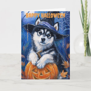 Halloween Siberian Husky Dog Holiday Card