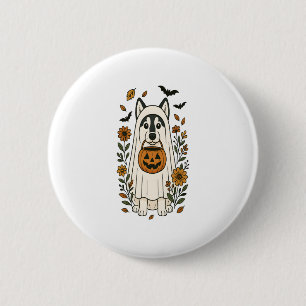Halloween Siberian Husky Flowers 6 Cm Round Badge