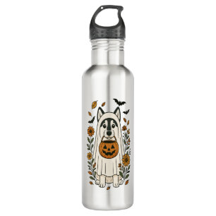 Halloween Siberian Husky Flowers 710 Ml Water Bottle