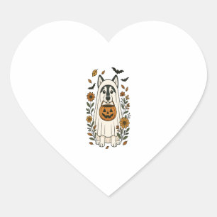 Halloween Siberian Husky Flowers Heart Sticker