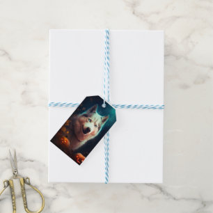Halloween Siberian Husky With Pumpkins Scary  Gift Tags