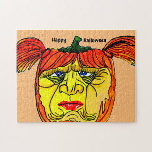HALLOWEEN SILLY GIRL PUMPKIN  JIGSAW PUZZLE