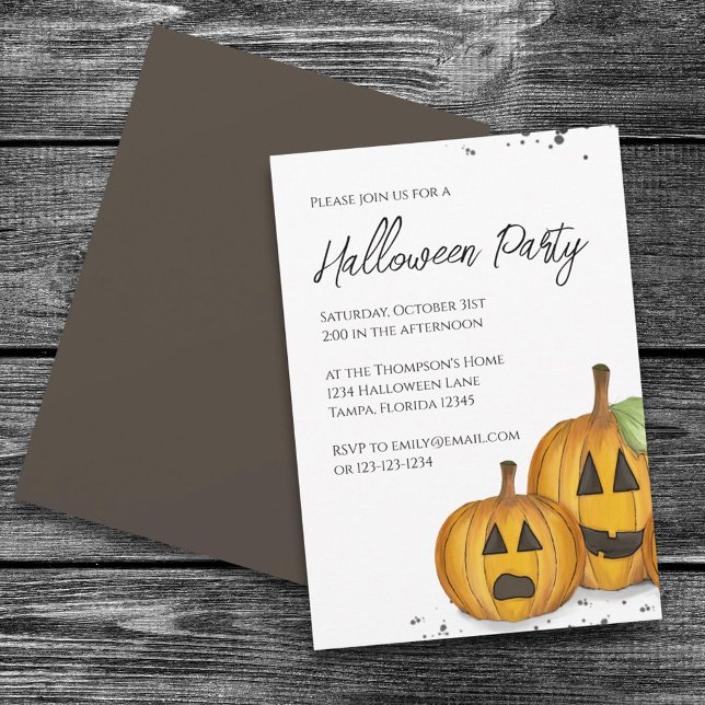 Halloween Simple Cute Jack O'lanterns Pumpkins  Invitation (Creator Uploaded)