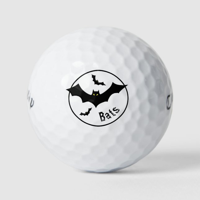 Halloween Simple Flying Bats Silhouettes Black  Golf Balls (Front)