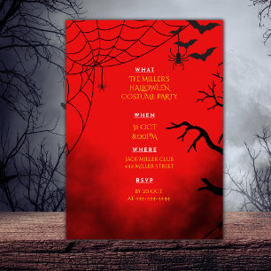 Halloween Simple Red Party Customise Invitation