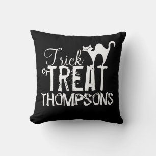 Halloween Simple Whimsical Black Cat Typography Cushion