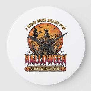 Halloween Since Last Haunted House Flying Witch_1 Large Clock