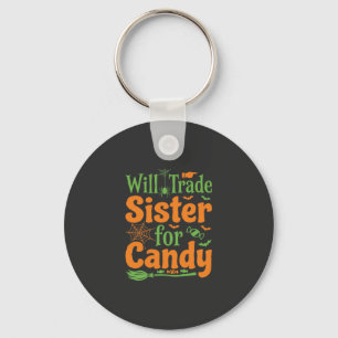 Halloween Sister Candy Trade Design_1 Key Ring