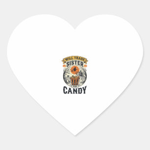 Halloween Sister Will Trade For Candy Vintage_1 Heart Sticker