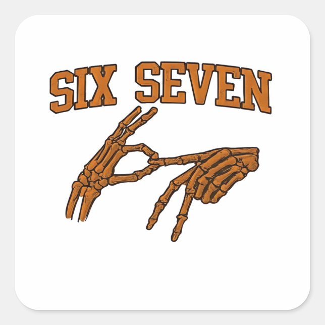 Halloween Six Seven Meme Sign Language 67 Mason  Square Sticker (Front)