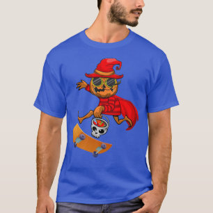 Halloween Skateboard  Boy Skateboarding Men Pumpki T-Shirt