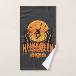 Halloween Skateboard Moon Design Halloween Hand Towel