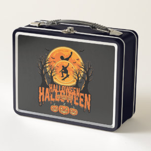 Halloween Skateboard Moon Design Halloween Metal Lunch Box