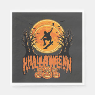 Halloween Skateboard Moon Design Halloween Napkin