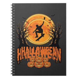 Halloween Skateboard Moon Design Halloween Notebook