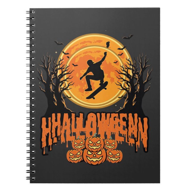 Halloween Skateboard Moon Design Halloween Notebook (Front)
