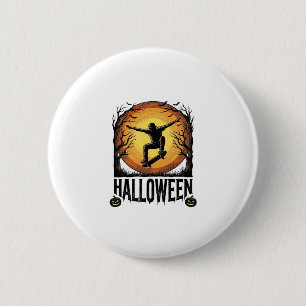 Halloween Skateboard Moon Vintage Vector Design_1 6 Cm Round Badge