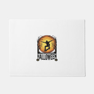 Halloween Skateboard Moon Vintage Vector Design_1 Doormat