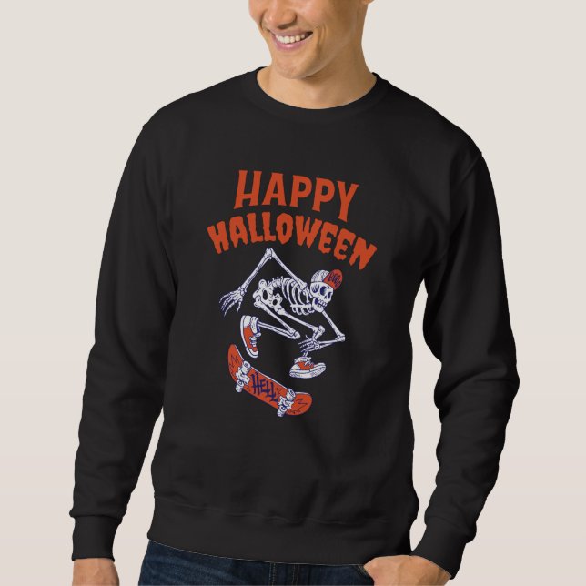 Halloween Skateboard Skeleton Sweatshirt (Front)