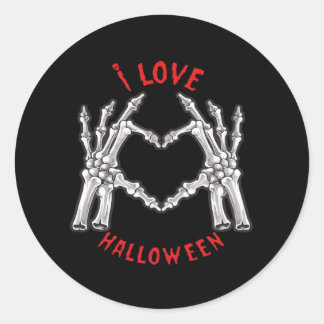 Halloween Skeletal Hands Heart Funny Saying Classic Round Sticker