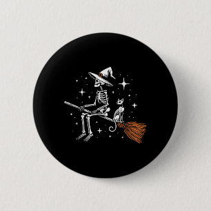 Halloween Skeleton And Black Cat 6 Cm Round Badge