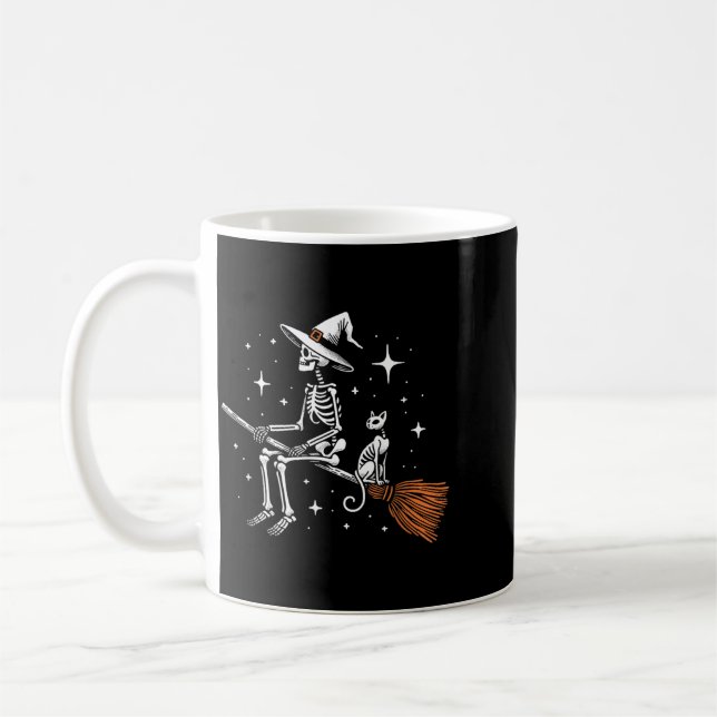 Halloween Skeleton And Black Cat Coffee Mug (Left)
