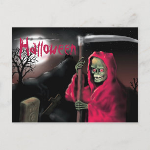 Halloween Skeleton and Machete Postcard