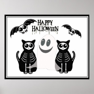 Halloween Skeleton Animals Gang Poster