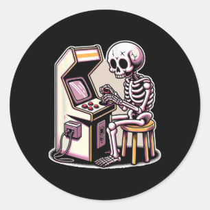 Halloween Skeleton Arcade Cabinet Classic Round Sticker