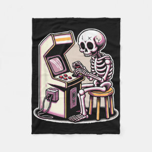 Halloween Skeleton Arcade Cabinet Fleece Blanket