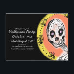 Halloween Skeleton Art Party Invitation Postcard<br><div class="desc">Halloween Party Invitation with Skeleton Design</div>