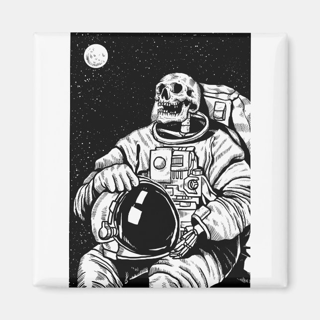 halloween skeleton astronaut magnet (Front)
