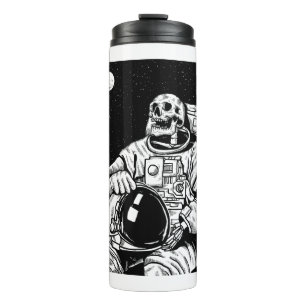 halloween skeleton astronaut thermal tumbler