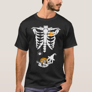 Halloween Skeleton Baby Rib Cage Maternity Costume T-Shirt