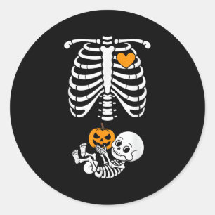 Halloween Skeleton Baby Rib Cage Maternity Pregnan Classic Round Sticker